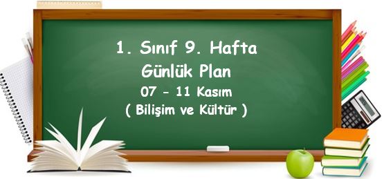 2022-2023 Eğitim Öğretim Yılı 1. Sınıf 9. Hafta Günlük Planlar